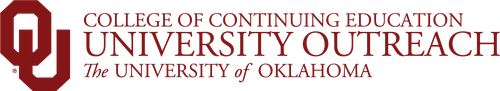 Grey and White Checkerboard background. OU Logo reads "College of Continuing Education - University Outreach - The University of Oklahoma"