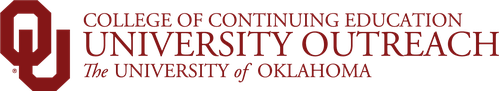 Grey and White Checkerboard background. OU Logo reads "College of Continuing Education - University Outreach - The University of Oklahoma"